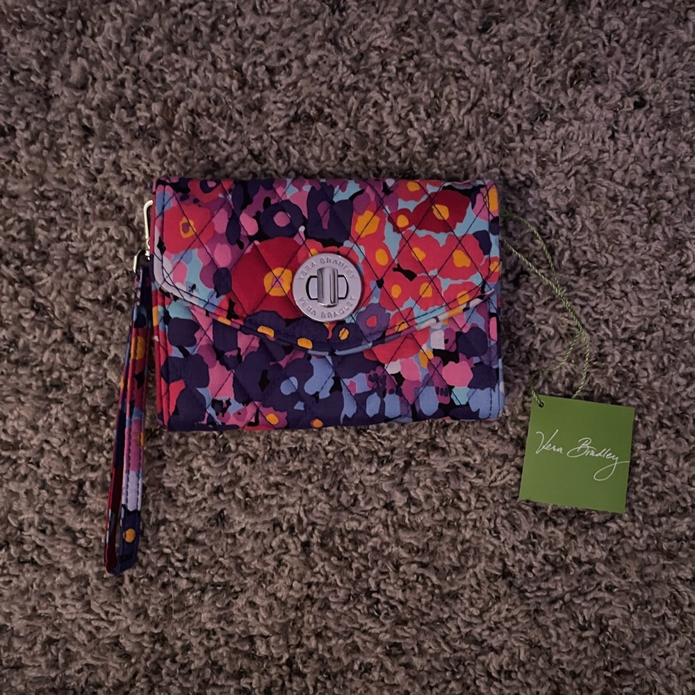 Vera Bradley Red and Pink Floral Wristlet